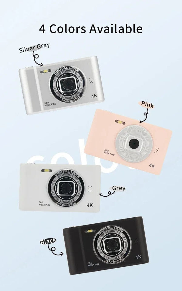 Planet Gates 16G card 4K Digital Camera Travel Selfie Camara 50 Megapixels HD Photography 2.4inch Screen Entry-Level Kids Campus Selfie Mini Retro Cam