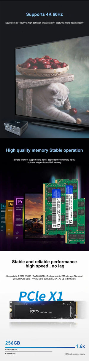 Planet Gates 16GB  256GB / AU ESUS Mini PC Intel 11th Gen N95 Mini Pocket PC N95 1000M WiFi6 PC Gamer Desktop Gaming PC Computer Win 11 diy gaming computer