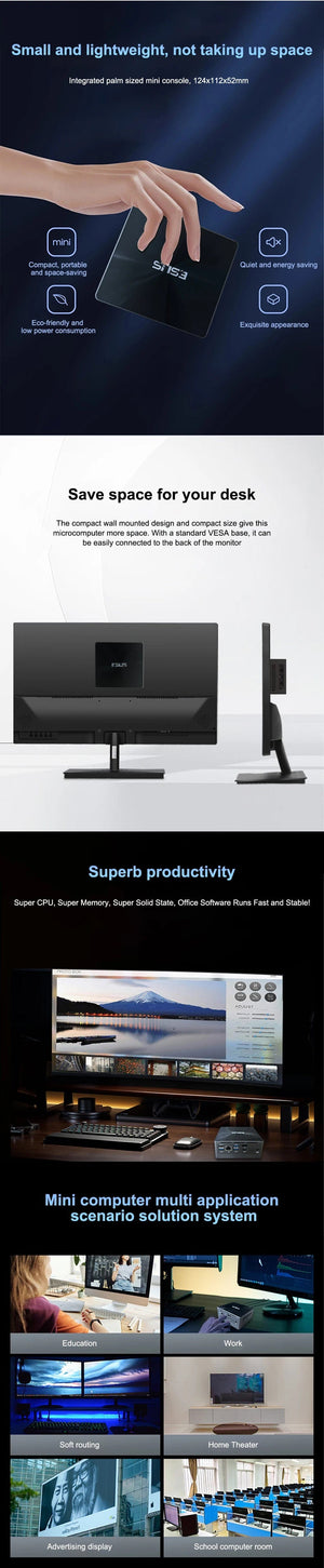 Planet Gates 16GB  256GB / AU ESUS Mini PC Intel 11th Gen N95 Mini Pocket PC N95 1000M WiFi6 PC Gamer Desktop Gaming PC Computer Win 11 diy gaming computer