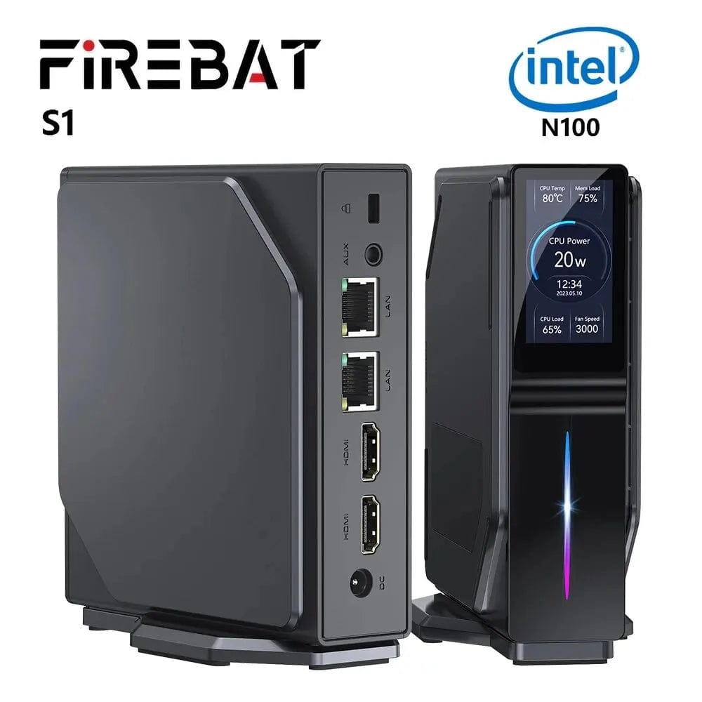 Planet Gates 16GB / 512GB EU FIREBAT S1 Mini PC 12th Alder Lake N100 16GB 512GB DDR4 MiniPC Gamers Desktops WiFi5 BT4.2 Computer RGB Visualization