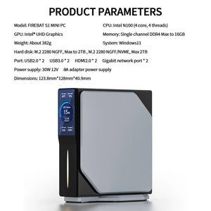 Planet Gates 16GB / 512GB EU FIREBAT S1 Mini PC 12th Alder Lake N100 16GB 512GB DDR4 MiniPC Gamers Desktops WiFi5 BT4.2 Computer RGB Visualization