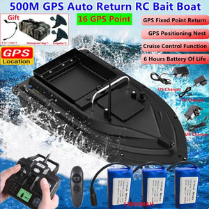 Planet Gates 16GPS Nest Waterproof High Speed Remote Control RC Bait Boat 2KG Loading 500M Fixed-Speed Cruise Night Light GPS RC Fishing Boat