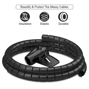 Planet Gates 16mm 2M Black 2M 16mm Flexible Spiral Cable Wire Protector Cable Organizer Computer Cord Protective Tube Clip Organizer Management Tools