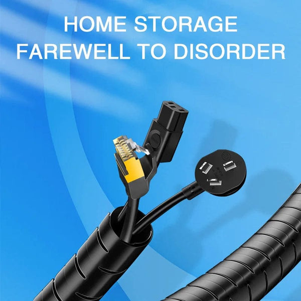 Planet Gates 16mm 2M Black 2M 16mm Flexible Spiral Cable Wire Protector Cable Organizer Computer Cord Protective Tube Clip Organizer Management Tools