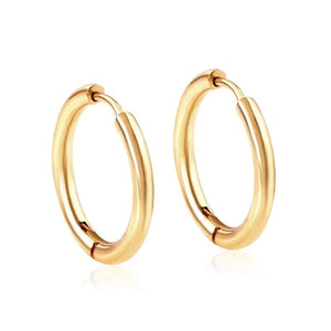 Planet Gates 16mm / E5-2PCS-Rose Golden 2Pcs Small Hoop Earrings for Women Men, Silver Color Stainles Steel Round Circle Pendientes Mujer 2023 Hypoallergeic