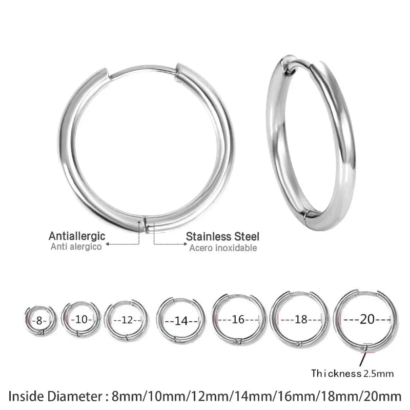 Planet Gates 16mm / E5-2PCS-Rose Golden 2Pcs Small Hoop Earrings for Women Men, Silver Color Stainles Steel Round Circle Pendientes Mujer 2023 Hypoallergeic