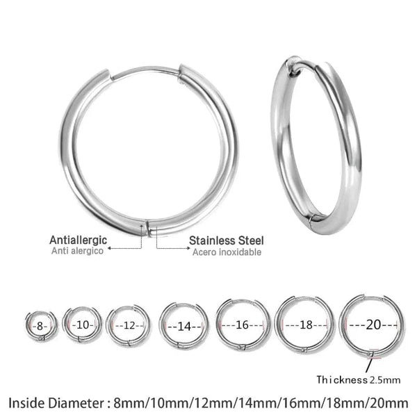 Planet Gates 16mm / E5-2PCS-Rose Golden 2Pcs Small Hoop Earrings for Women Men, Silver Color Stainles Steel Round Circle Pendientes Mujer 2023 Hypoallergeic