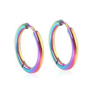 Planet Gates 16mm / E5-2PCS-Rose Golden 2Pcs Small Hoop Earrings for Women Men, Silver Color Stainles Steel Round Circle Pendientes Mujer 2023 Hypoallergeic