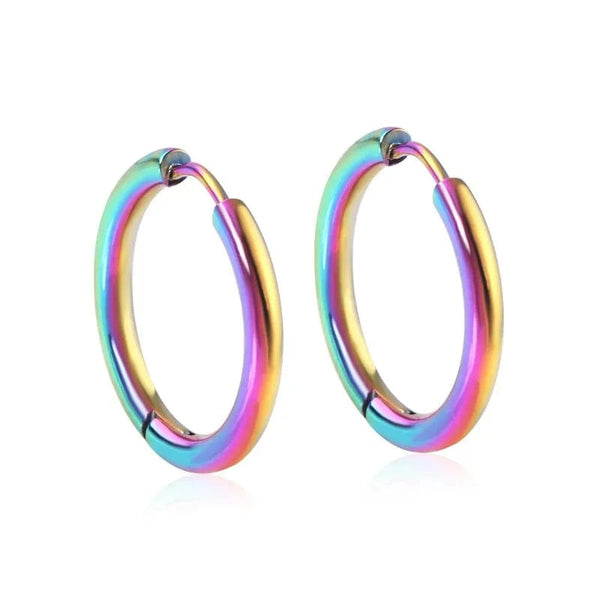 Planet Gates 16mm / E5-2PCS-Rose Golden 2Pcs Small Hoop Earrings for Women Men, Silver Color Stainles Steel Round Circle Pendientes Mujer 2023 Hypoallergeic