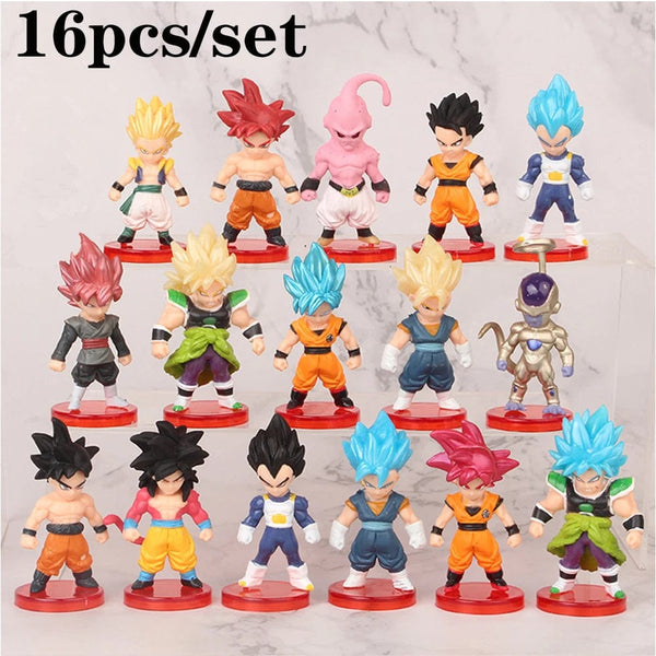 Planet Gates 16pcs 8-21PCS Dragon Ball Z Set Super Son Goku Vegeta Broly Buu Action Figure Anime Figurines Ultra Instinct Model Gifts Toys
