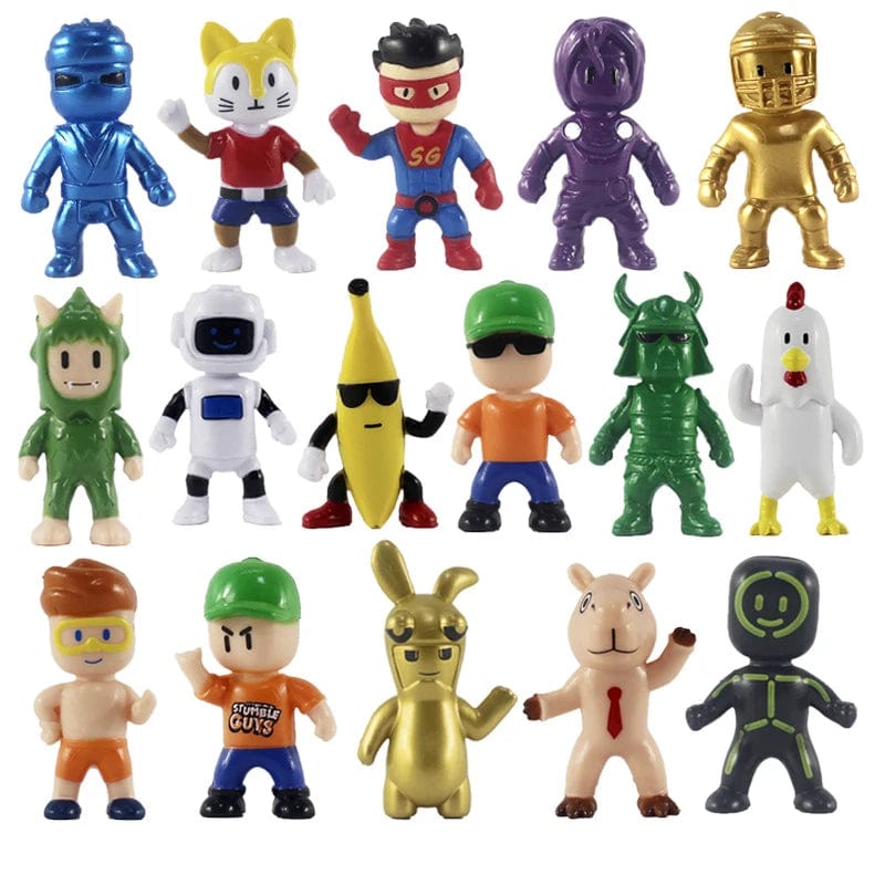 Planet Gates 16PCS Stumble Guys Action Figure Kawaii Anime PVC Game Model Statue Set Multiplayer Type Collection Kids Birthday Gift Toy