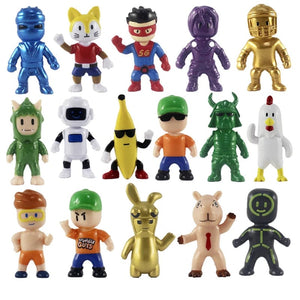 Planet Gates 16PCS Stumble Guys Action Figure Kawaii Anime PVC Game Model Statue Set Multiplayer Type Collection Kids Birthday Gift Toy