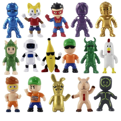 Planet Gates 16PCS Stumble Guys Action Figure Kawaii Anime PVC Game Model Statue Set Multiplayer Type Collection Kids Birthday Gift Toy