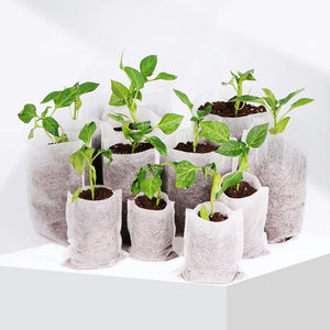 Planet Gates 16x18cm (100pcs) Biodegradable Nonwoven Fabric Nursery Plant Grow Bags Seedling Growing Planter Planting Pots Garden Eco-Friendly Ventilate Bag