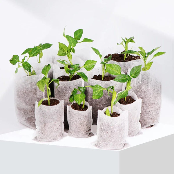 Planet Gates 16x18cm (100pcs) Biodegradable Nonwoven Fabric Nursery Plant Grow Bags Seedling Growing Planter Planting Pots Garden Eco-Friendly Ventilate Bag
