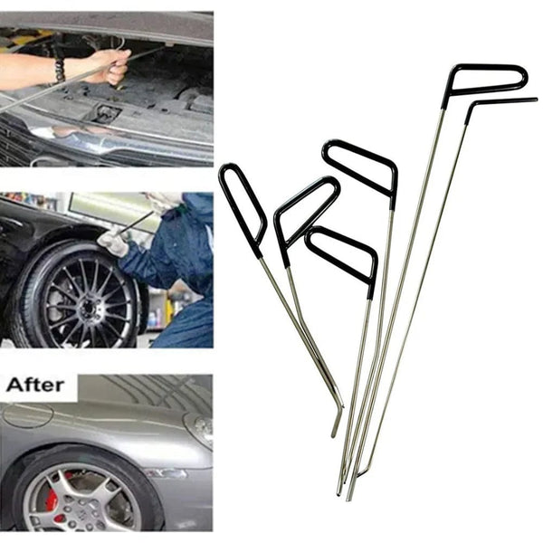 Planet Gates 17Pcs 6/17Pcs Car Dent Repair Hooks Stainless Steel Push Rods Car Body Dent Removal Crowbar Kit  Automotive Ding Hail Puller Set