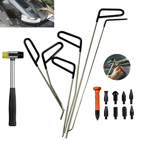 Planet Gates 17Pcs 6/17Pcs Car Dent Repair Hooks Stainless Steel Push Rods Car Body Dent Removal Crowbar Kit  Automotive Ding Hail Puller Set