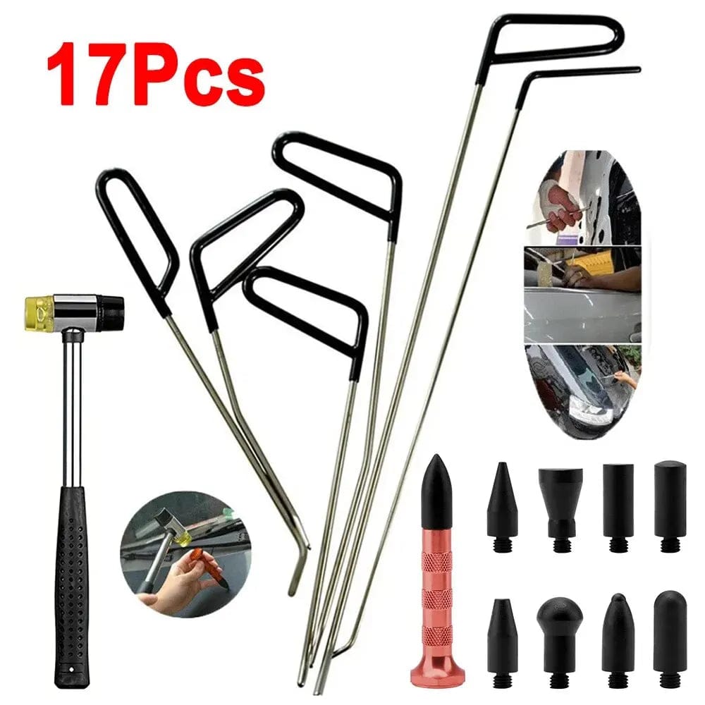 Planet Gates 17Pcs Car Hook Rods Paintless Dent Repair Hail Remover Hooks Rods Kits Auto Body Dents Stainless Steel Hands Tools