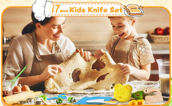 Planet Gates 17pcs Montessori Kitchen Tools Cooking Set - Real Cooking Experience for Kids
