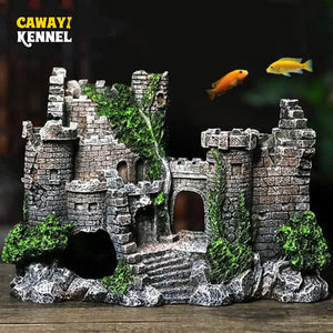 Planet Gates 17x6x13 cm Creative Castle Shape Fish Tank Ornaments Decoration Landscaping Resin Rockery Aquarium Resin Rockery Home Craft Ornaments D9262
