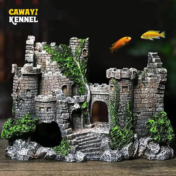 Planet Gates 17x6x13 cm Creative Castle Shape Fish Tank Ornaments Decoration Landscaping Resin Rockery Aquarium Resin Rockery Home Craft Ornaments D9262