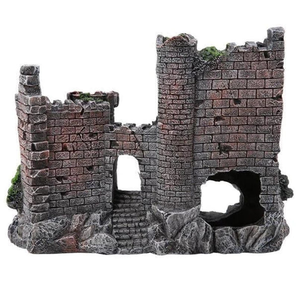 Planet Gates 17x6x13 cm Creative Castle Shape Fish Tank Ornaments Decoration Landscaping Resin Rockery Aquarium Resin Rockery Home Craft Ornaments D9262