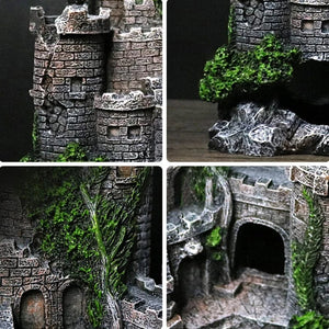 Planet Gates 17x6x13 cm Creative Castle Shape Fish Tank Ornaments Decoration Landscaping Resin Rockery Aquarium Resin Rockery Home Craft Ornaments D9262
