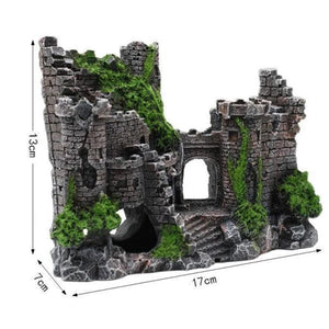 Planet Gates 17x6x13 cm Creative Castle Shape Fish Tank Ornaments Decoration Landscaping Resin Rockery Aquarium Resin Rockery Home Craft Ornaments D9262