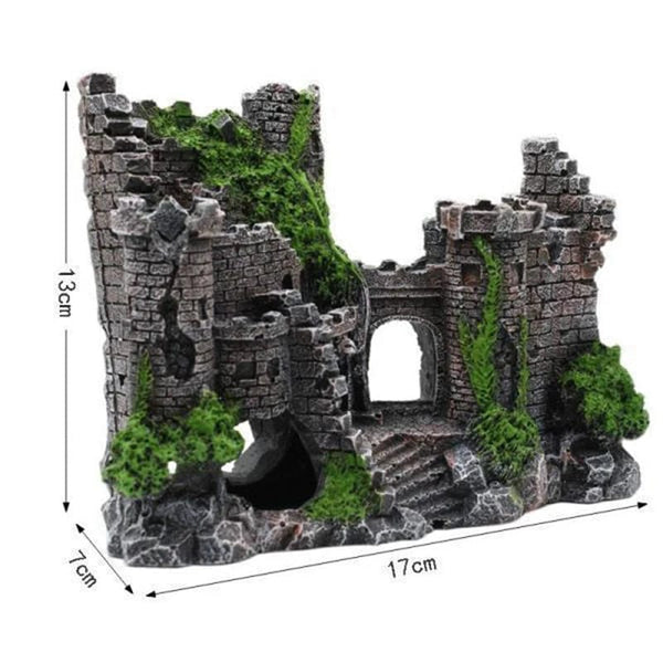Planet Gates 17x6x13 cm Creative Castle Shape Fish Tank Ornaments Decoration Landscaping Resin Rockery Aquarium Resin Rockery Home Craft Ornaments D9262
