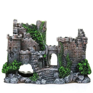 Planet Gates 17x6x13 cm Creative Castle Shape Fish Tank Ornaments Decoration Landscaping Resin Rockery Aquarium Resin Rockery Home Craft Ornaments D9262