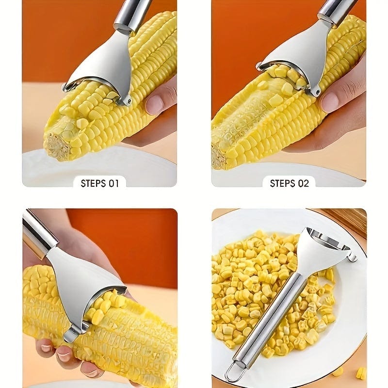 Planet Gates 18*6.5cm 1pc Ergonomic Stainless Steel Corn Planer And Peeler - Effortlessly Remove Cobs And Shuck Corn With Ease