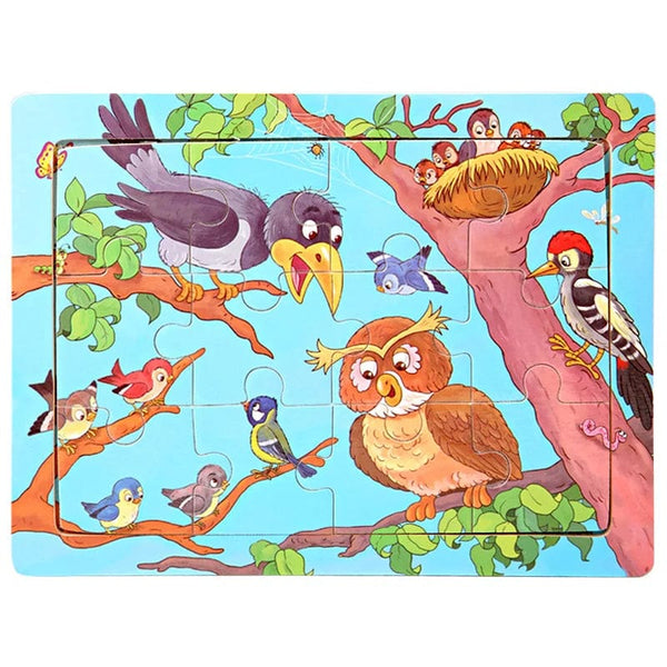 Planet Gates 18-Birds 15*11cm 3D Puzzle Cartoon Animals Wood Puzzle Kids Cognitive Jigsaw Puzzle Baby Wooden Toys Educational Toys for Children