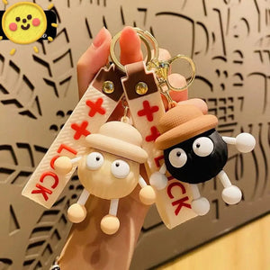 Planet Gates 18 colors Cute Mink Fur lanyard Briquettes Keychain Car KeyRing Pendant Plush School Bag Pendant Gift kawaii backpack keychains