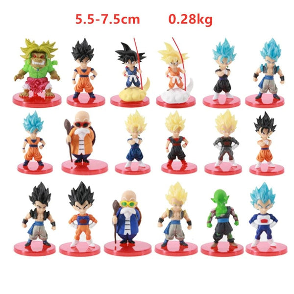 Planet Gates 18 Pcs 5-7cm style 2 78 Pcs/Lot Dragon Ball Mini Figure Wholesale 18+18+21+21 6-8cm Figurines With Base Gacha Anime PVC Dolls Toy