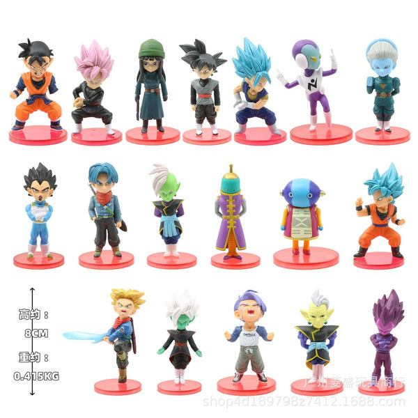 Planet Gates 18 Pcs 8cm Style 1 78 Pcs/Lot Dragon Ball Mini Figure Wholesale 18+18+21+21 6-8cm Figurines With Base Gacha Anime PVC Dolls Toy