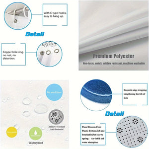 Planet Gates 180*180cm 4PC 4pcs Green Marble Pattern Shower Curtain Set, Modern Decorative Bathroom Set, Bathroom Rug, U-Shape Mat, Toilet Lid Pad, Water-resistant Curtain Including 12 Hooks, Bathroom Accessories