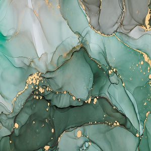 Planet Gates 180*180cm 4PC 4pcs Green Marble Pattern Shower Curtain Set, Modern Decorative Bathroom Set, Bathroom Rug, U-Shape Mat, Toilet Lid Pad, Water-resistant Curtain Including 12 Hooks, Bathroom Accessories