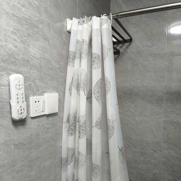 Planet Gates 180cm*180cm 1pc Leaf Pattern PEVA Shower Curtain, Thickened Waterproof Shower Curtain With Hooks, Bathtub Partition, Bathroom Accessories