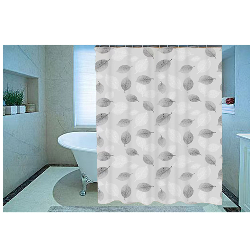 Planet Gates 180cm*180cm 1pc Leaf Pattern PEVA Shower Curtain, Thickened Waterproof Shower Curtain With Hooks, Bathtub Partition, Bathroom Accessories