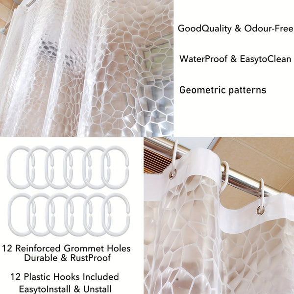 Planet Gates 182.88cm×182.88cm 1pc Polygon Shower Curtain, PEVA Shower Curtain, Translucent Shower Curtain Liner, Thickened Shower Curtain Liner For Bathroom, 182.88cmx182.88cm