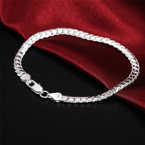 Planet Gates 18cm 925 Sterling Silver Bracelet 6mm 18/20cm Flat Side Chain Lobster Clasp For Woman Man Wedding Engagement Jewelry