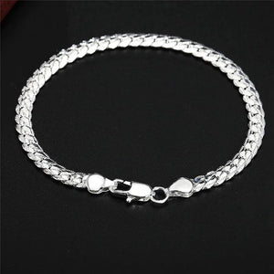 Planet Gates 18cm 925 Sterling Silver Bracelet 6mm 18/20cm Flat Side Chain Lobster Clasp For Woman Man Wedding Engagement Jewelry