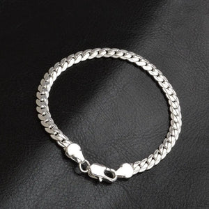 Planet Gates 18cm 925 Sterling Silver Bracelet 6mm 18/20cm Flat Side Chain Lobster Clasp For Woman Man Wedding Engagement Jewelry