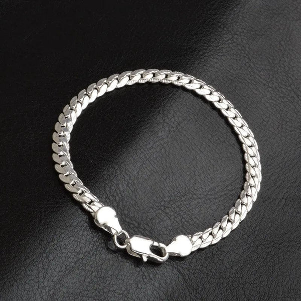 Planet Gates 18cm 925 Sterling Silver Bracelet 6mm 18/20cm Flat Side Chain Lobster Clasp For Woman Man Wedding Engagement Jewelry