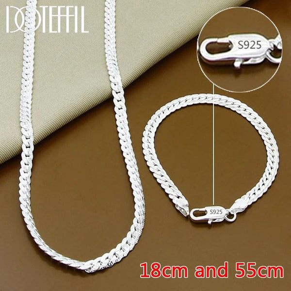 Planet Gates 18cm and 55cm DOTEFFIL 925 Sterling Silver 8/16/18/20/22/24 Inch 6mm Side Chain Necklace Bracelet For Woman Men Fashion Charm Wedding Jewelry