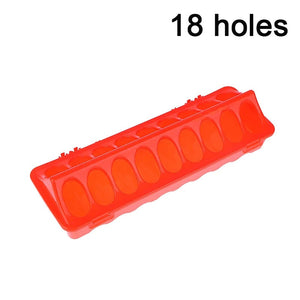 Planet Gates 18H 1Pc Double Row 12/18 Holes Poultry Ground Feeder Plastic Clamshell Feeding Chicken Groove Farm Breeding Supplies