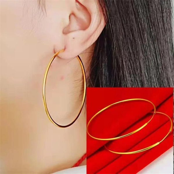 Planet Gates 18K GOLD  30mm Senlissi -18k Gold Plated Hoop Earrings For Women 925 Sterling Silver 2.0mm Fashion Earring Gold Rings Rose Gold Cерьги Kольца