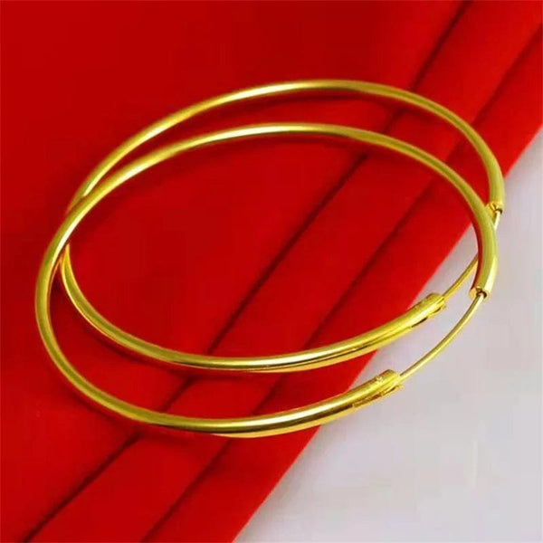 Planet Gates 18K GOLD  30mm Senlissi -18k Gold Plated Hoop Earrings For Women 925 Sterling Silver 2.0mm Fashion Earring Gold Rings Rose Gold Cерьги Kольца