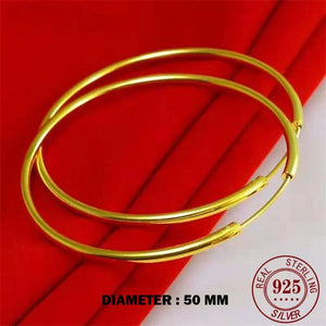 Planet Gates 18K GOLD  30mm Senlissi -18k Gold Plated Hoop Earrings For Women 925 Sterling Silver 2.0mm Fashion Earring Gold Rings Rose Gold Cерьги Kольца