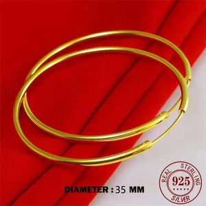 Planet Gates 18K GOLD  30mm Senlissi -18k Gold Plated Hoop Earrings For Women 925 Sterling Silver 2.0mm Fashion Earring Gold Rings Rose Gold Cерьги Kольца